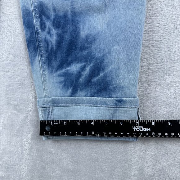 J. Jill High Rise Cropped Jeans Womens Size 16 Tie Dye Rolled Cuff Hem Blue - Picture 10 of 12